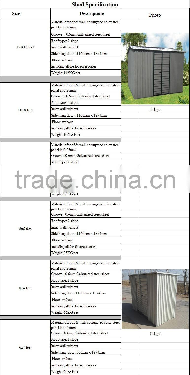 Prefab Storage Steel Garden Shed / Outdoor Garden Cabin