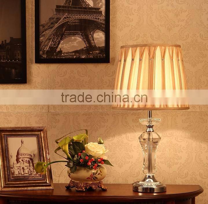 Luxury K9 clear crystal carving fabric lampshade table lamp