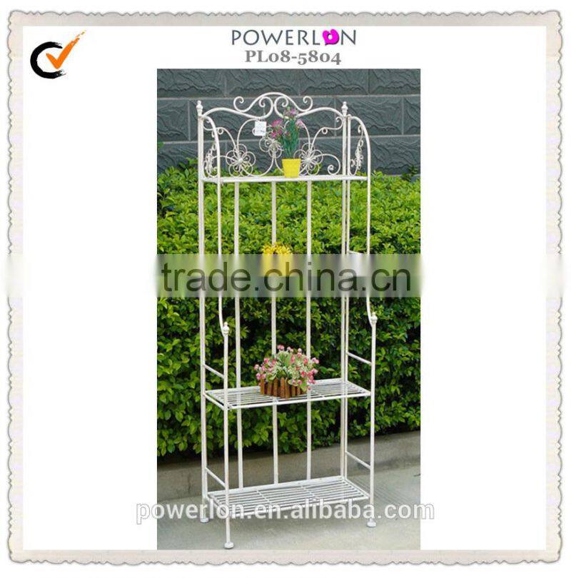 Decorative Vintage Antirust Waterproof Wrought Irons Ceramic Metal indoor and outdoor 4 tier Shelf Unit