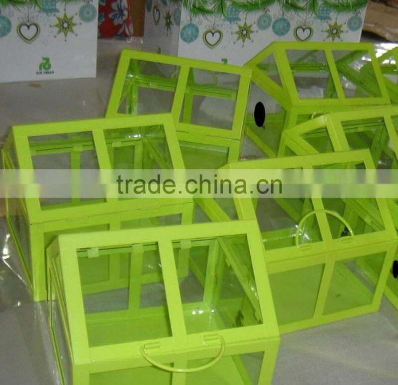 small size metal planter glass house