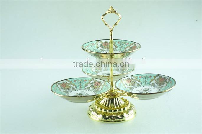 Colorful decal ceramic cake stand/candy stand for weeding/party use with cheap price in stock