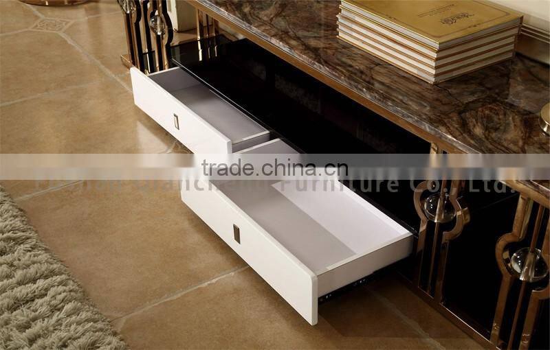 Luxury Stone Top Modern Iron TV Stand