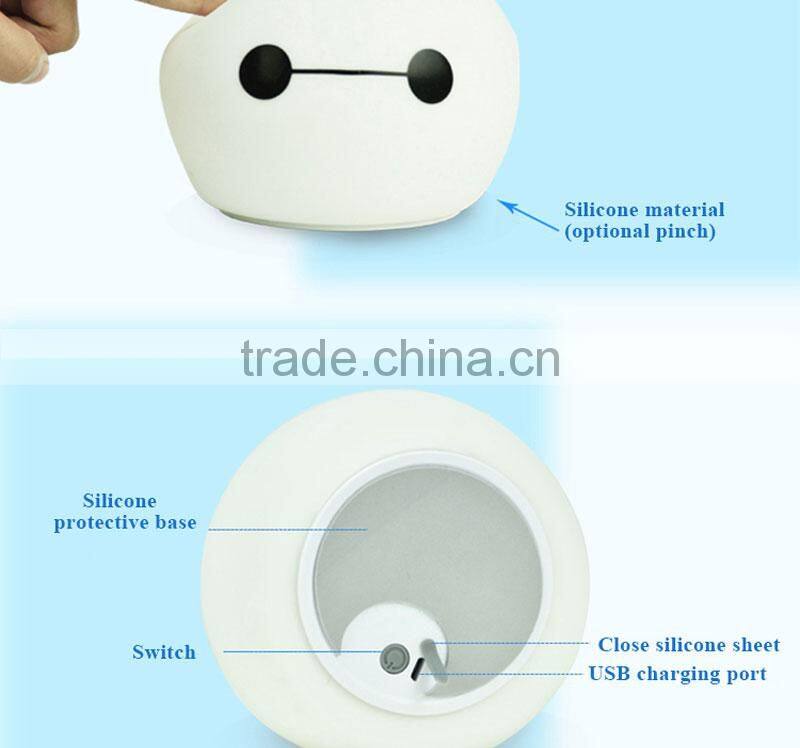 Portable Silicone LED Colorful Baby Night Light, USB Rechargeable Children Night Lamp with Warm White, 7-Color Breathing