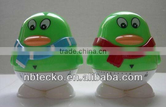 Plastic penguin shape kitchen mechanical timer/sound cooking timer