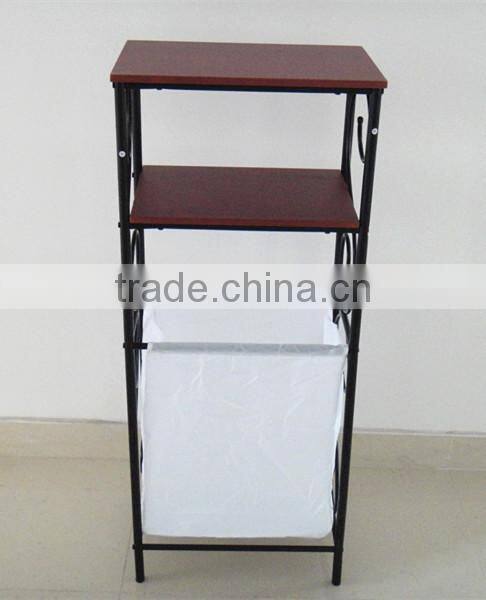 3 tiers metal Bathroom Scroll Storage Organizer Laundry Sorter with 2 storage shelves Laundry Hamper