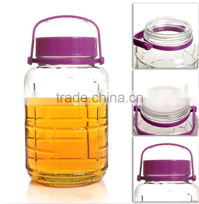 2-18L clear cylinder glass apothecary jars with plastic lid and handle