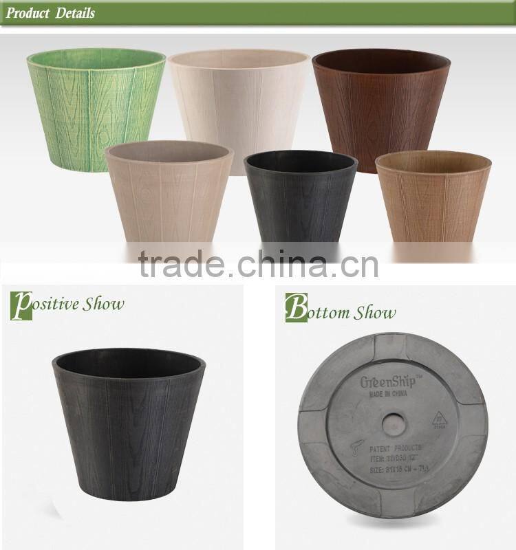 Decorative Artificial Wooden Flower Pot for Room Decoration/Outdoor/Indoor Garden pr/lightweight/strudy and durable/eco-friendly