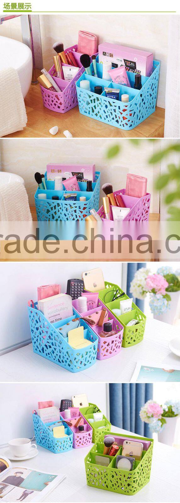 emc Plastic Storage Box Desktop 4 Grid Sub-grid Storage Case