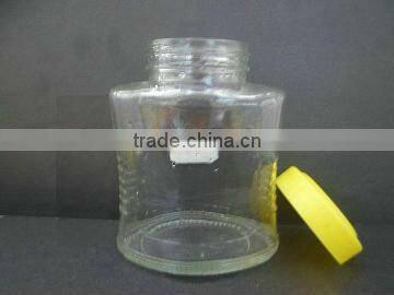 clear storage jar for honey, empty glass bottle