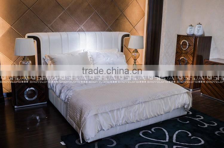 king size bed headboard / french wood antique bed / upholstery bed B9016