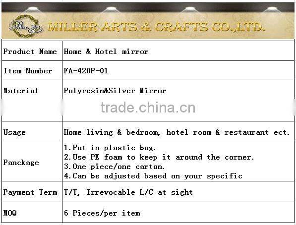 Foshan factory polyresin framed mirror FA-420P-02