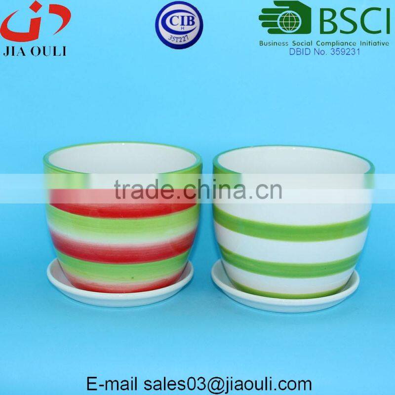 Cheap Ceramic pots for plants, planter pot with saucer