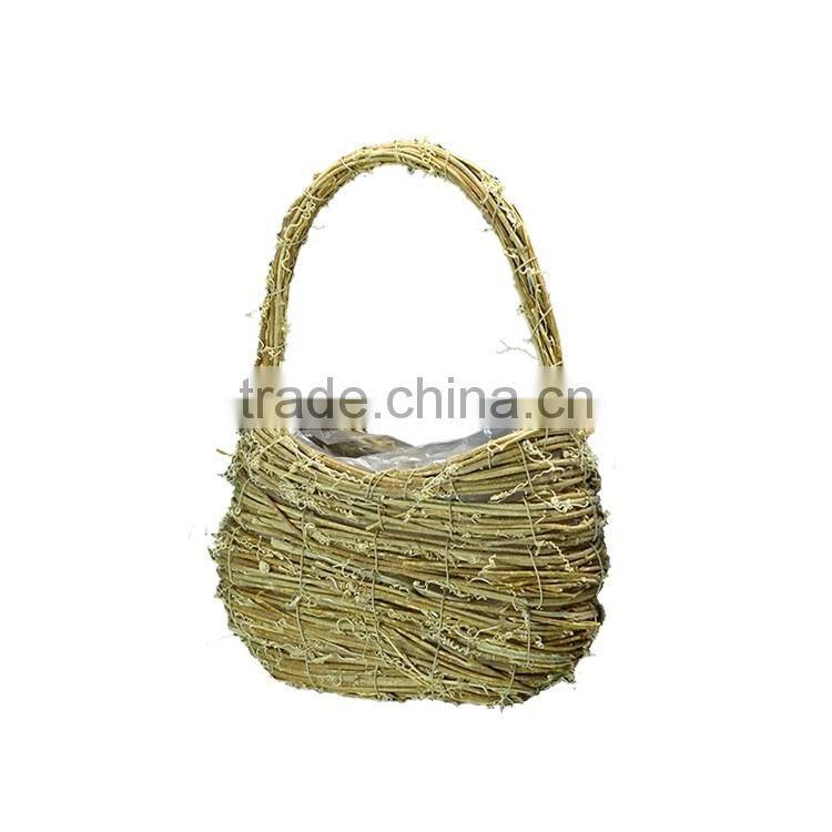 Rattan Hand Basket Shape Flower Pots For Garden Planer