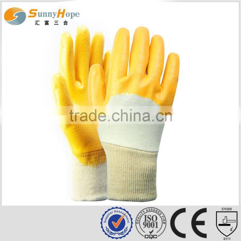 Sunnyhope yellow 3/4coated nitrile oil industrial work gloves