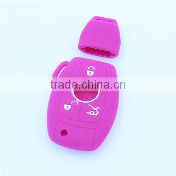New arrival 3 button Silicone car key shells for mercedes-ben key with chains