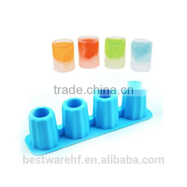 Silicone Cup Design Freeze Ice Cube Tray Jelly Chocolate Mold Mould 4 shots