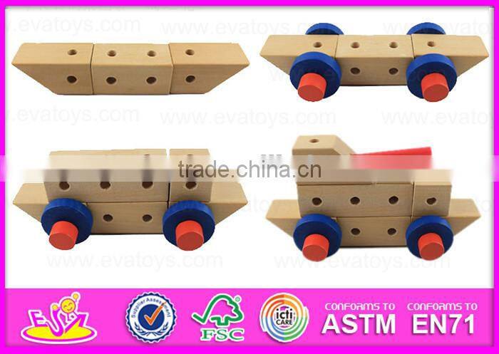 2015 Wooden screw knocking toy,Educational DIY toy screw combination,Children loading to knock the ball down the car toy W03C015