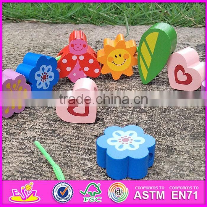 2016 new design educational wooden toddler threading toys W11E063