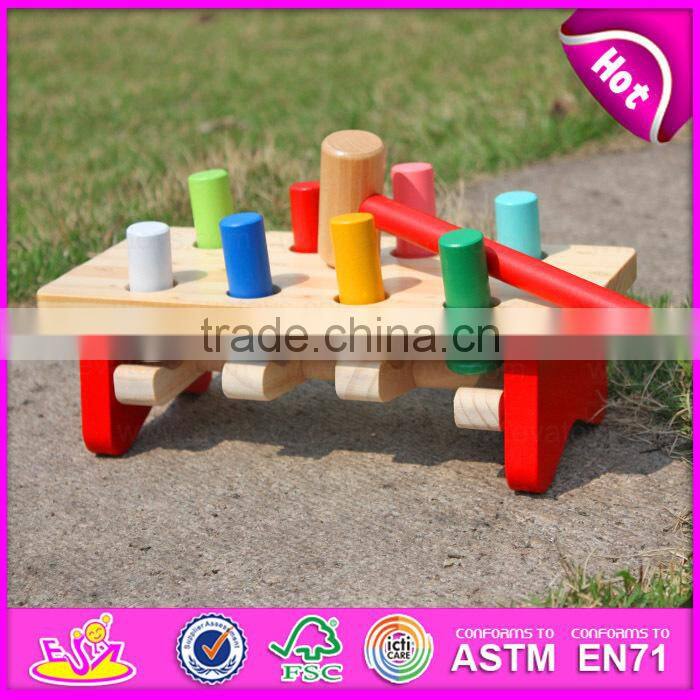 Eco-friendly handmade kids early learning wooden hammer toy W11G017-S