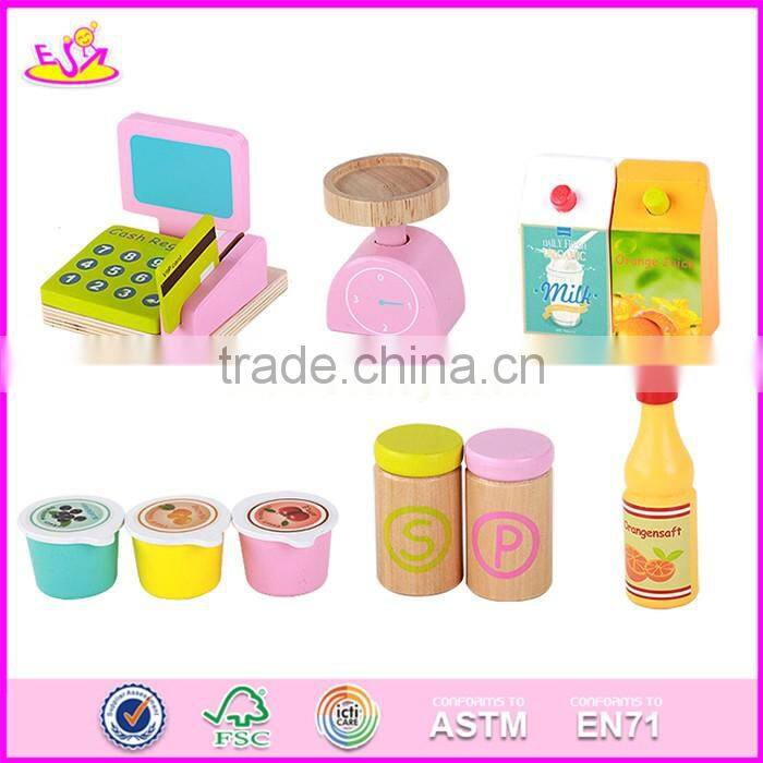 2017 New design funny pretend play wooden kids play supermarket W10A061