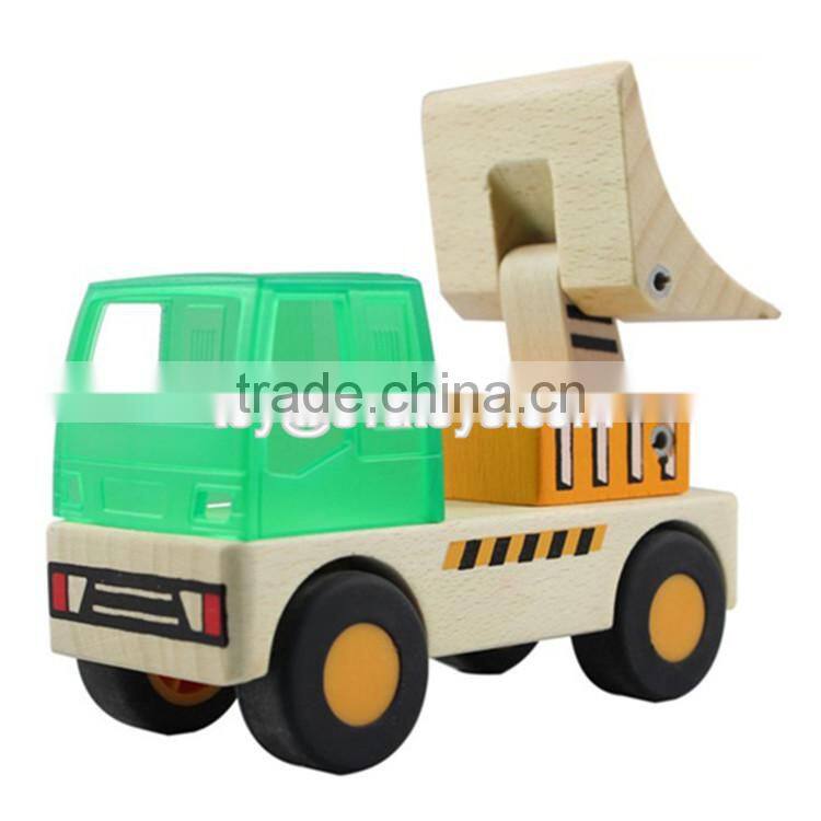 High quality natural wood toy trucks educational toys for toddlers W04A051