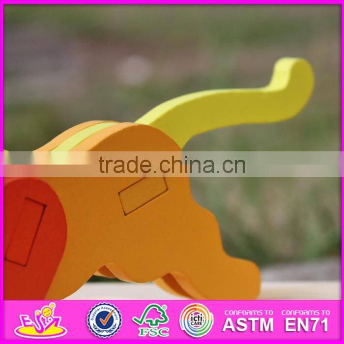 2017 New product funny 3d lion wooden animal puzzles for kids W14G042