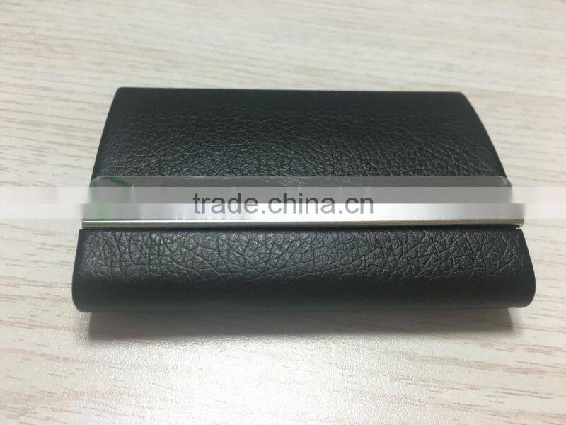 Double side PU leather&Metal business card holder /name card holder