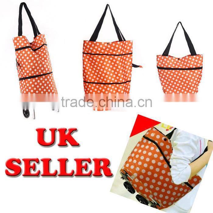 eco recycle bag shopping trolley wheel bag with zipper