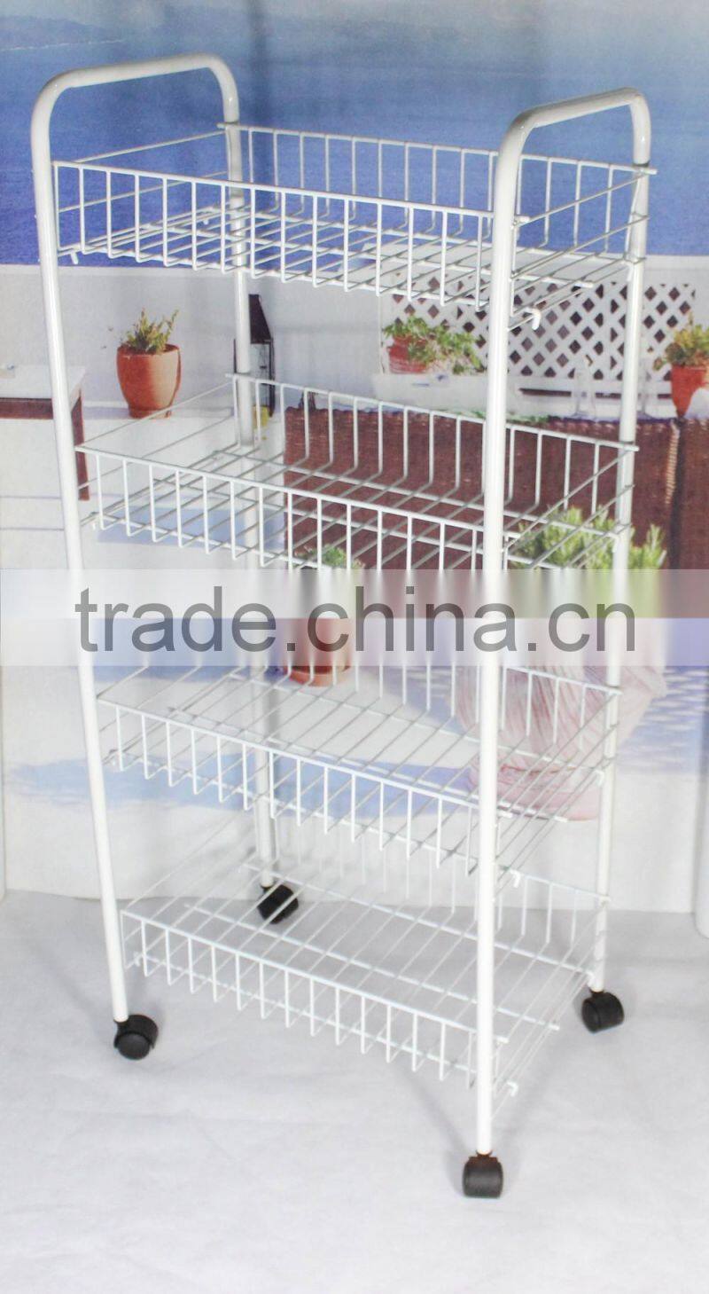 330-55 4-tier Metal Wire Storage Shelf Storage Cart with Wheels