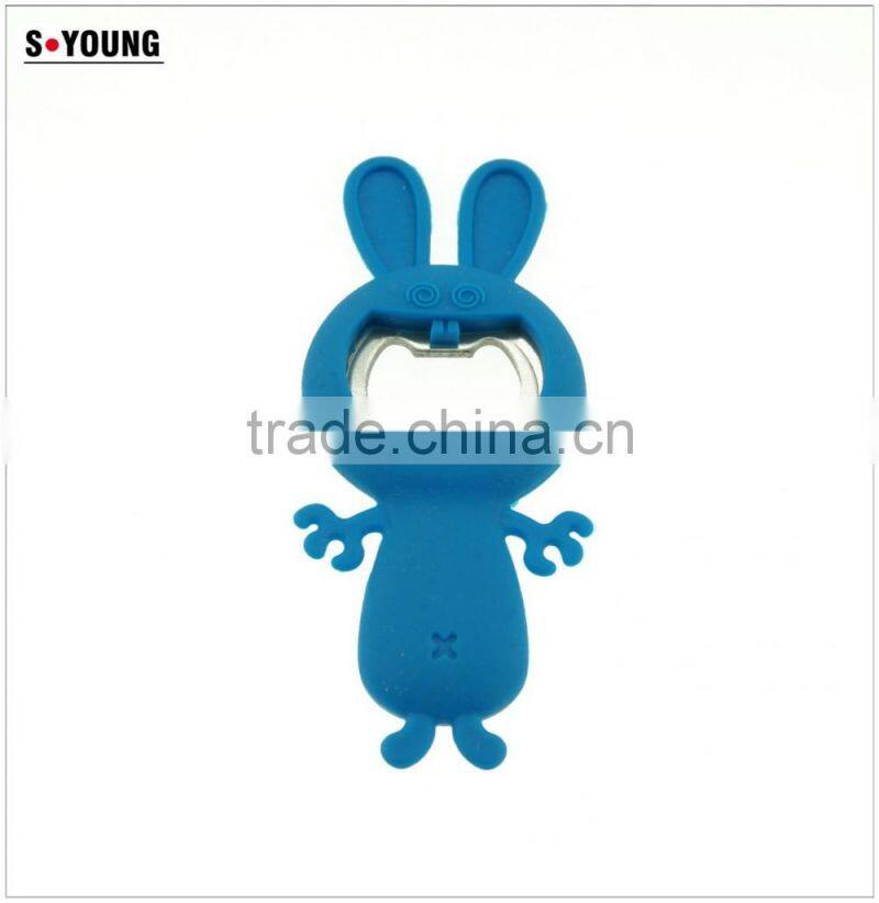 16072 rabbit shape beer bottle opener in silicone+steel