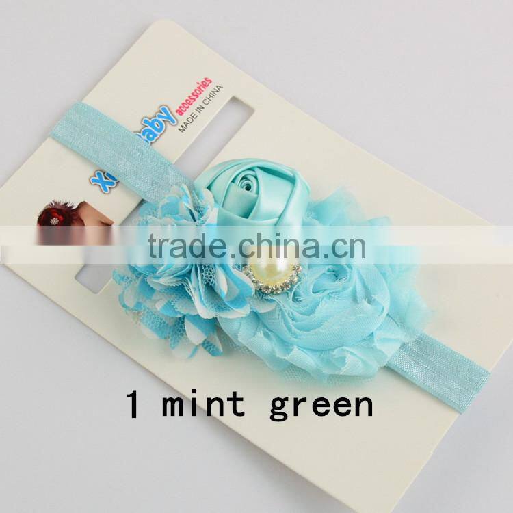 Most Hot Baby Hairband Flower Handwear Kids Girls Flower Ribbon Baby Elastic Headband For Kids