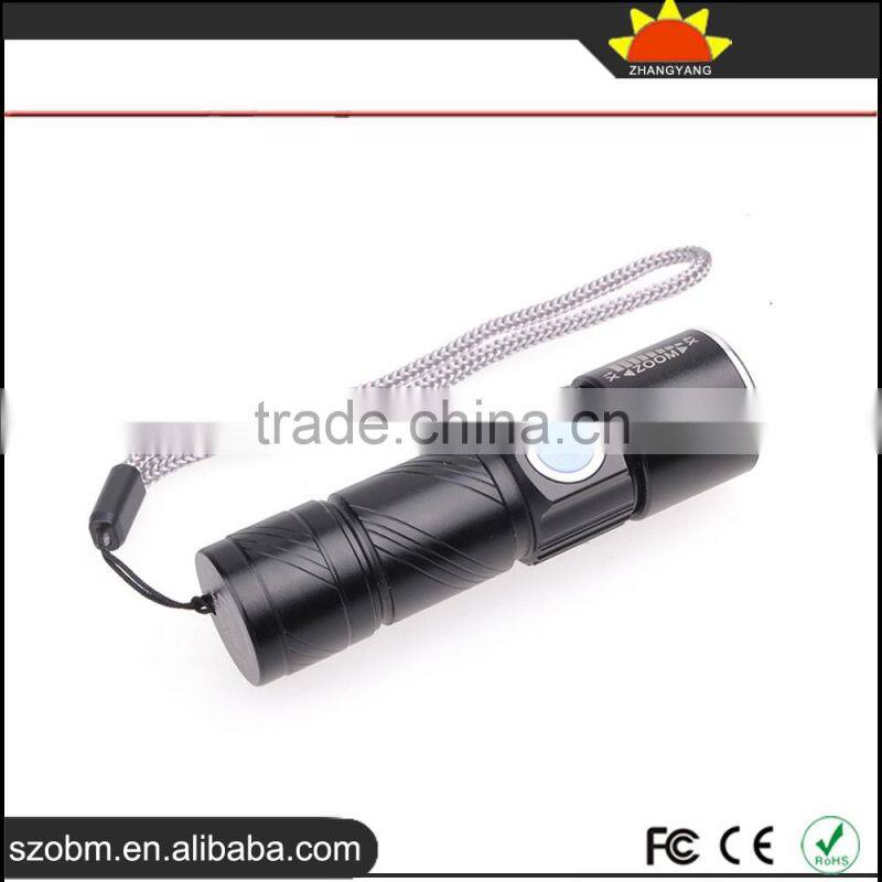 2016 Wholesale OEM XPG-R5 LED USB Rechargeable Focus Adjustment Zoomable LED Flashligth Torch