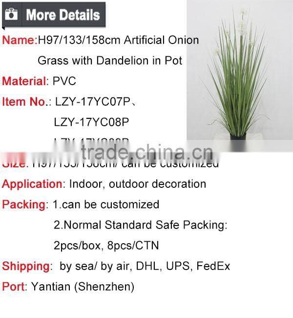 Artificial Potted Grass Onion Grass with Dandelion Flower for Indoor Decortaion