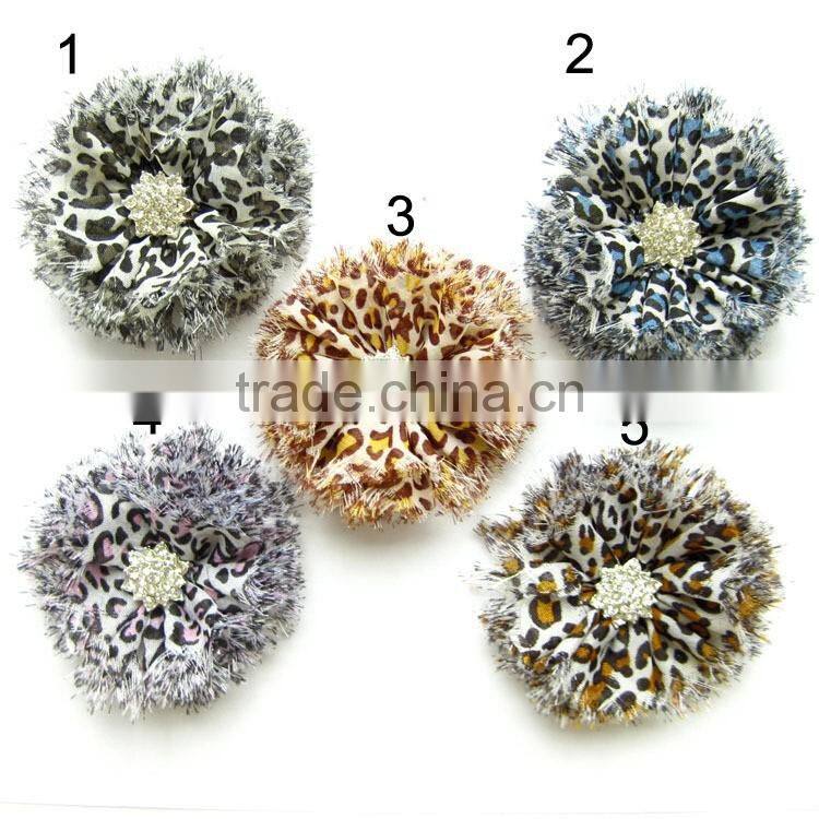 animal chifon flower with rhinestone in center for kids hair accessories