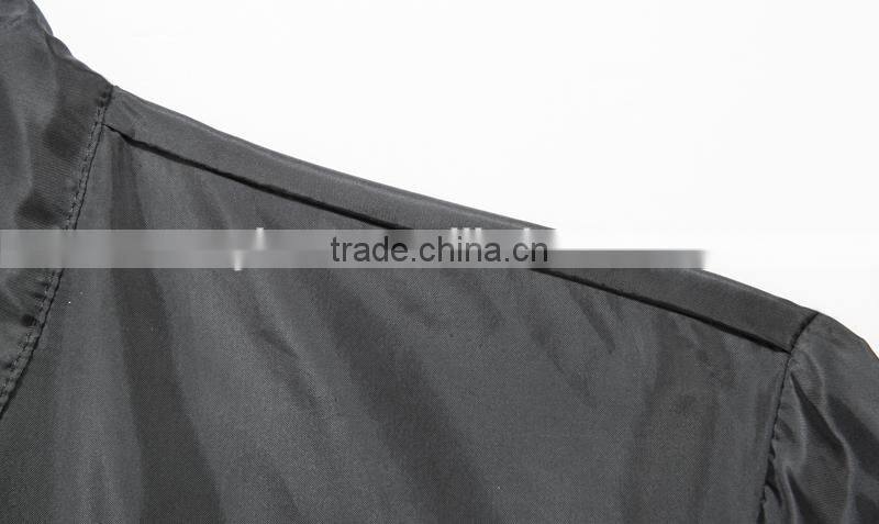 Manufacturer From Jiangxi Men's Waterproof Jacket Black Color Open Fly with Zipper 100% Polyester AC Coated With 1x1 Rib