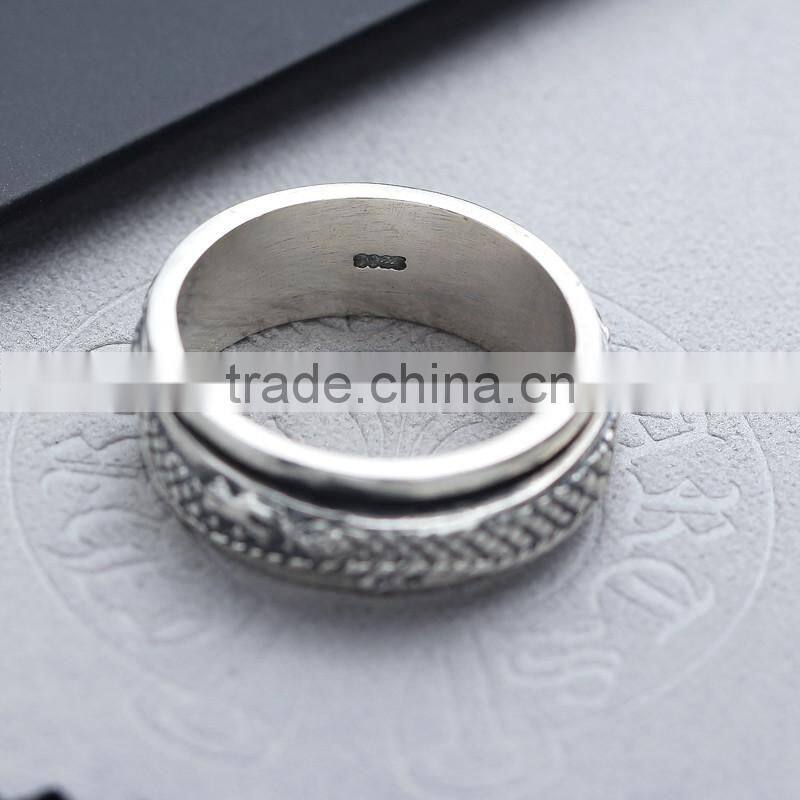 Fancy Chinese dragon design cool punk style brass / 925 sterling silver men's ring