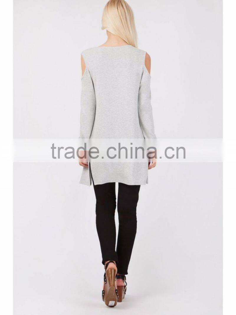 Cold Shoulder Draped Sexy Knitwear Custom Knitted Sweaters China Supplier