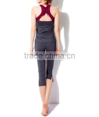 Yellow Woman Jogging Shirts Body Building Sport Wear Aerobics Pant Suit