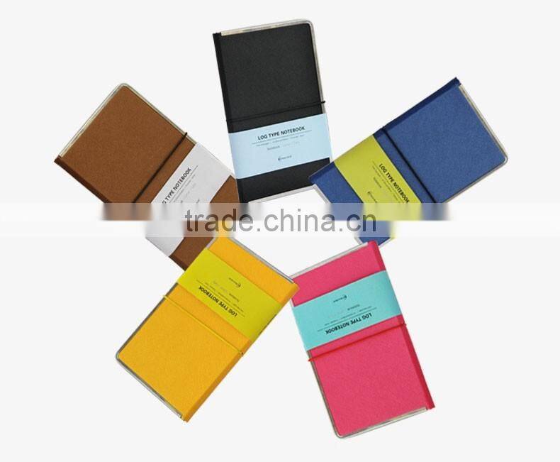 A5 Faux leather cover notebook customizable hardcover office notebook metal lipping notebook with band