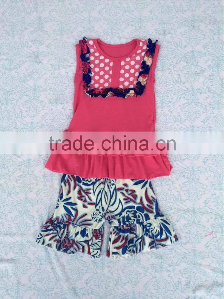 4th of July outfit Boutique Girls Red Striped Ruffle set Baby Fourth Of July clothing set