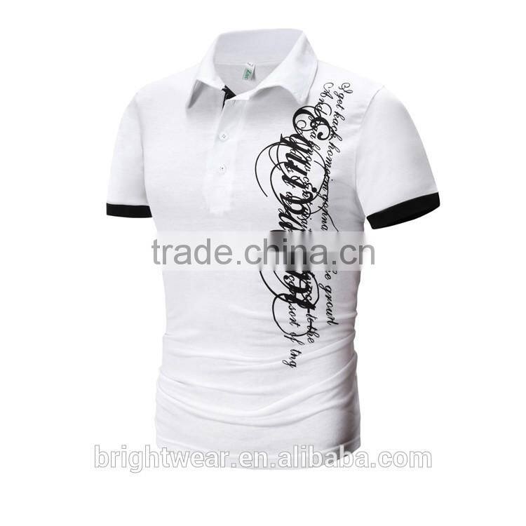 Men's 95%polyester 5%spandex short sleeve polo shirt with printing