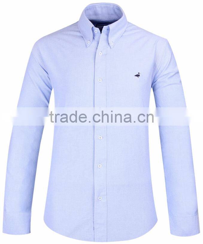 2017 new blue oxford men's long sleeve casual shirt wholesale