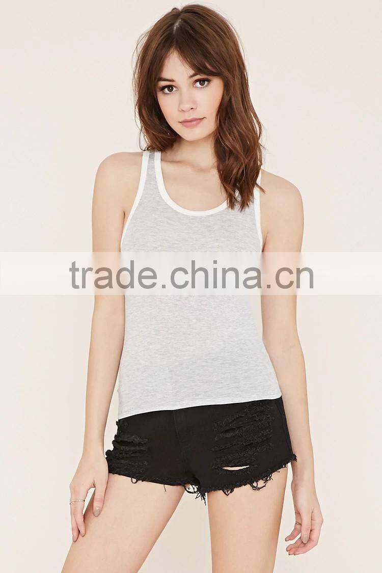 2016 guangzhou shandao oem service summer new design knitted plain dyed sleeveless ladies summer tops made in china