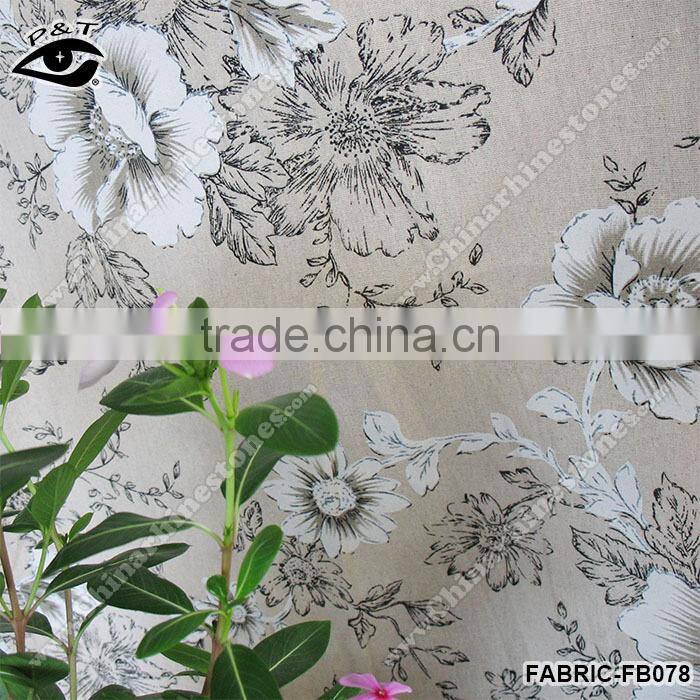Chinese Style Flower Printed Fabric Linen Cotton Fabric For Sofa