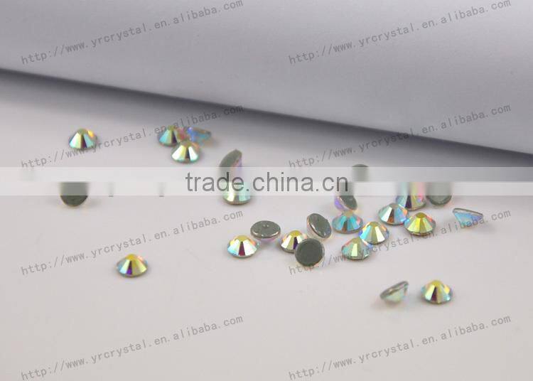 Round shape AB color with silver foiling flat back rhinestone hotfix