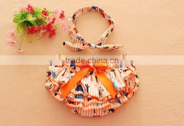 Wholesale cotton short bloomers baby girls animal shorts with bowknot