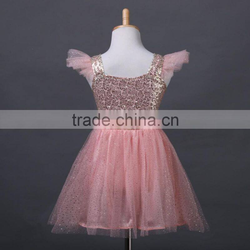 Toddler dress pattern flower natural aqua flutter sleeve girl dress