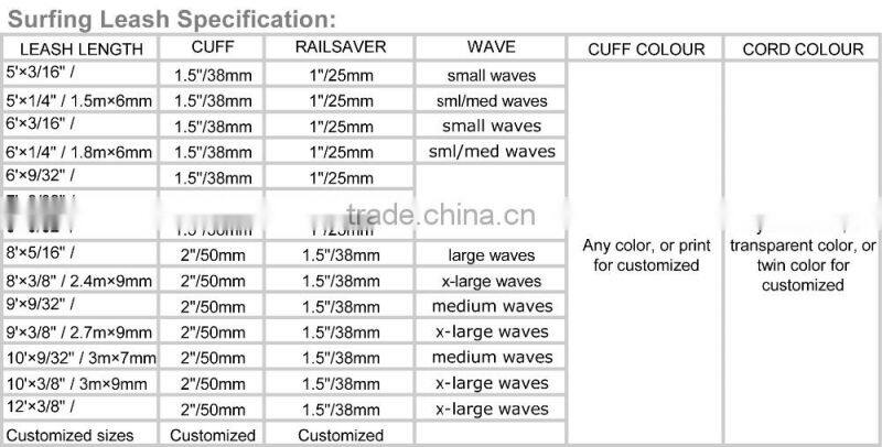 Custom High Durability Surfboard Leash Surf Leash JH32