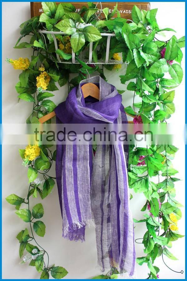 High quality classical striped design 100%linen men's scarf