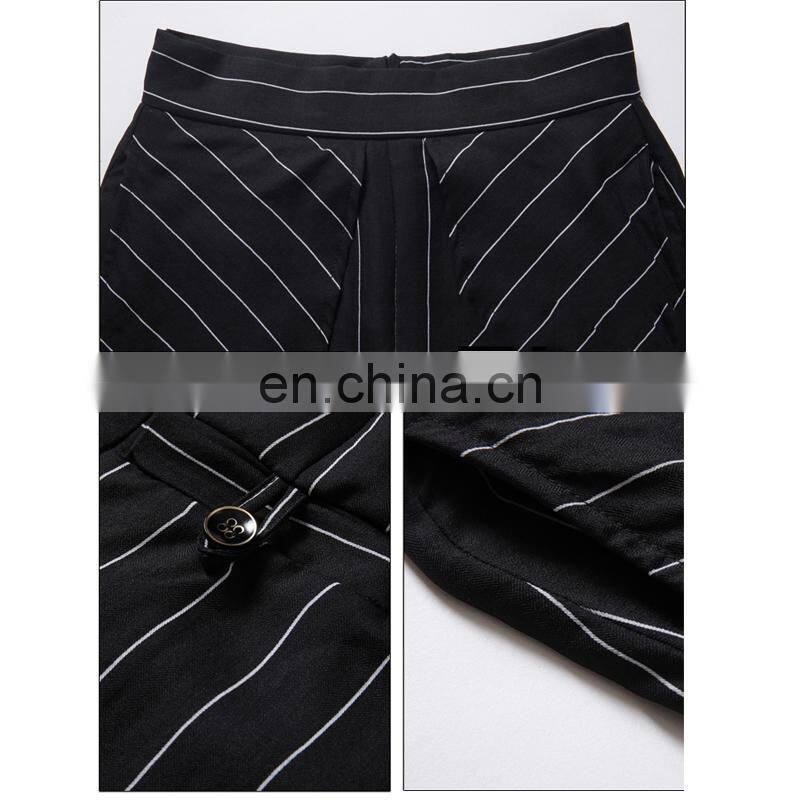 New fashion dress temperament strip pattern empire loose pants for women wear